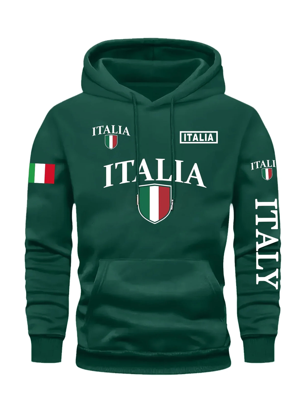 Letter-print Italian Flag Men Women Hoodie Outdoor Street Loose Casual Fashion Autumn Winter Long-sleeve Warm Sweatshirt Clothes